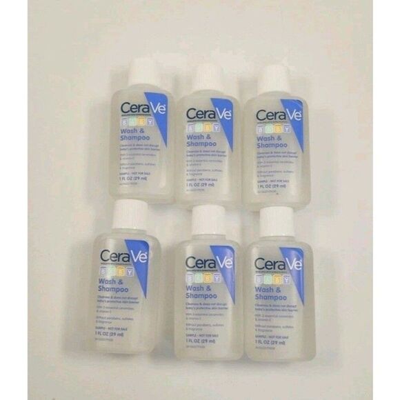 CeraVe Baby Wash and Shampoo Sample 1oz. Lot of 6 New Travel Size Bottles - Picture 12 of 12